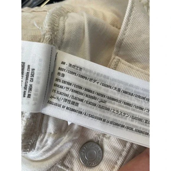 Abercrombie & Fitch‎ Mens Stretch Denim Shorts Size 32 Frayed Hem Off White - Picture 4 of 4